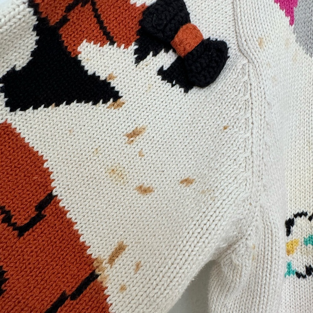 Quirky Vintage Cardigan w/3D details, Sz Med, 100% cotton - Picture 4 of 8